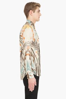 Alexander McQueen Beige Palm Print Cotton Shirt for men