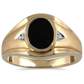 10k Yellow Gold Onyx and Diamond Mens Ring Today $299.99