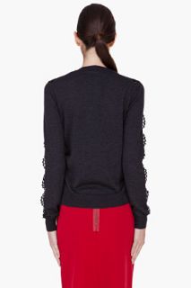 Lanvin Charcoal Wool Lace Trim Cardigan for women
