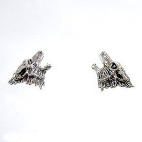 Southwestern Tiny Howling Wolf or Coyote Stud Earrings in