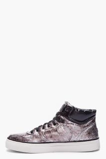 Diesel Gunmetal Padded Invasion Sneakers for men