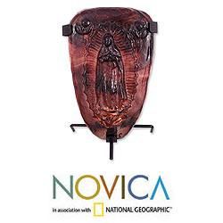 Blown Glass Plum Light of Guadalupe Candleholder (Mexico