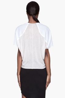 Helmut White Colorblocked Boxy Poplin Blouse for women