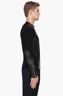 Yves Saint Laurent Black Plongé Leather Panel Sweater for men