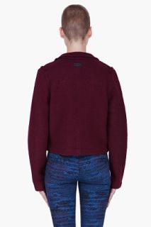 Diesel Burgundy Cropped Wool Peacoat for women