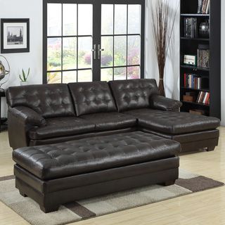 Delphine Dark Brown Bonded Leather Sectional Set