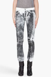 Helmut Lang White Grain Print Jeans for women