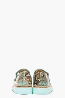 Mugler Mint Python Buckled Monk Shoes for men