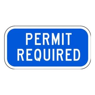 Tapco 373 04365 Parking Sign, 6 x 12In, WHT/BL, Permit REQD
