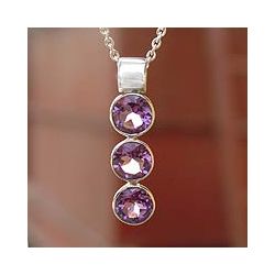 Sterling Silver Lilac Trio Amethyst Necklace (India) Today $54.99 4