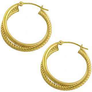 14k Yellow Gold Double tube Hoop Earrings