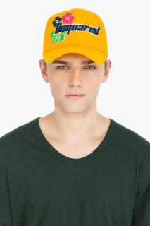 Dsquared2 Orange Tropical Gabardine Baseball Cap for men