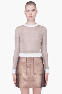 Opening Ceremony Taupe Silk Trim Lurex Sweater for women