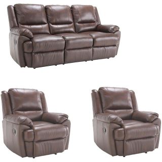 Marco Brown Reclining Leather Sofa and Two Reclining Chairs