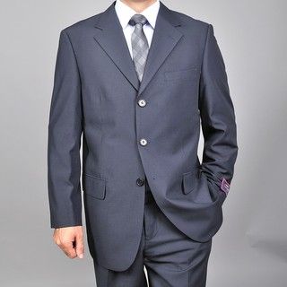 Carlo Lusso Mens Navy Blue Three button Suit