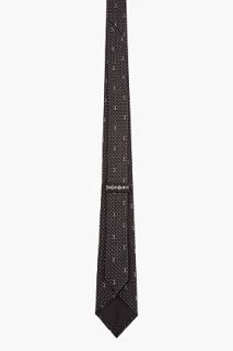 Yves Saint Laurent Black Logo And Polka Dot Silk Tie for men