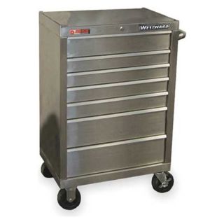 Westward 2VYX8 Rolling Tool Cabinet, 26 W, 7 Drawer, SS