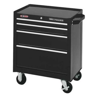 Westward 4FNV6 Rolling Cabinet, 26 1/2 W, 4 Drawer, Black