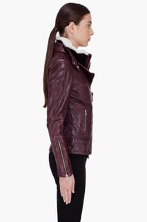 Mackage Burgundy Two Piece Leather Jacket for women