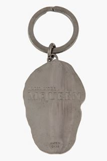 Alexander McQueen Oxidized Silver Enamel Skull Key Ring for men