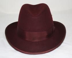 Ferrecci Mens Burgundy Wool Godfather Hat