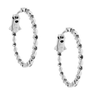 Sterling Silver 1/4ct TDW Black Diamond Hoop Earrings