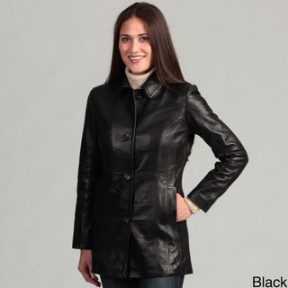 Womens Collezione Italia Womens Plus Size Leather Coat