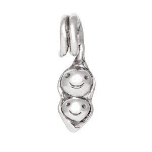Two Peas In A Pod Charm Bead in Sterling Silver   Made in