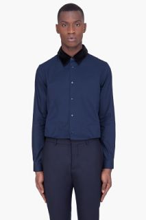 Marni Navy Detachable Velvet Collar Shirt for men