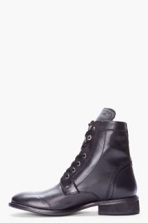 Diesel Black Leather Mil Boots for men