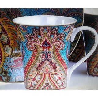 222 Fifth, Demure Turquoise Paisley Replacement Coffee Mug