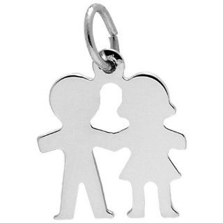 Rembrandt Charms Boy and Girl Charm, 14K White Gold