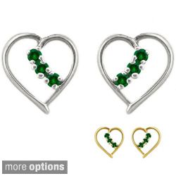10k Gold Gemstone and Diamond Birthstone Heart Earrings Today $169.99