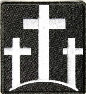 Three Crosses Patch, 2.25x2.5 inch, small embroidered iron