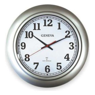 Geneva 3929EG Quartz Clock, RC, Round, Silver