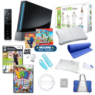 Wii   Black Super Mario Bundle with Wii Fit Plus and More