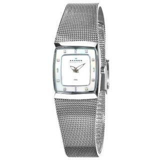 Skagen Womens Steel Mother of Pearl Dial Diamond Watch