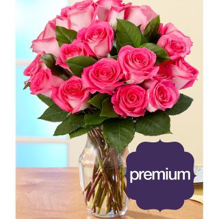 Mothers Day Preorder) 18 Pink Pearl Roses with Large Vase