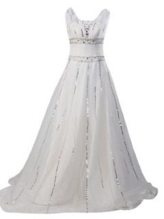 Artwedding Sleeveless Sequined and Rhinestone Organza