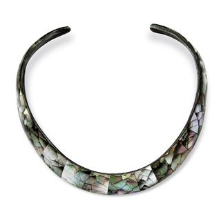 Angelina DAndrea Black Mother of Pearl Choker Necklace