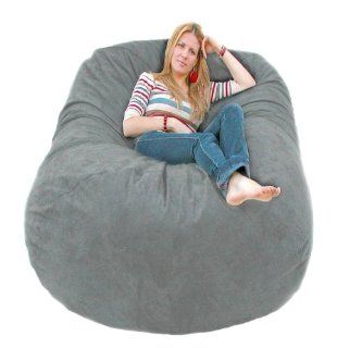 6 feet X large Grey Cozy Sac Foam Bean Bag Chair Love Seat