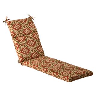 Pillow Perfect Outdoor Red/ Tan Damask Chaise Lounge Cushion