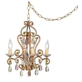 Pink and Citron Swag Plug In Style 4 Light Chandelier