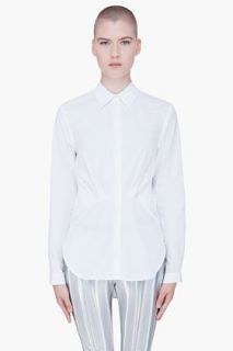Hussein Chalayan White Pleated Front Blouse for women