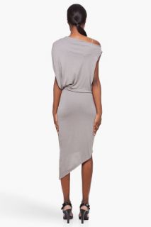 Helmut Lang Grey Feather Jersey Dress for women