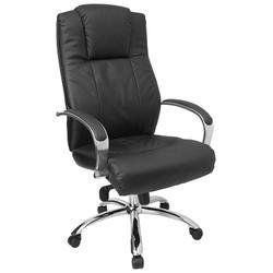 High Back Leather Office Chair with Inlay Chrome Arms