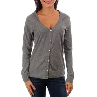 247 Frenzy 100 percent Cotton Long Sleeved Button Cardigan   Charcoal