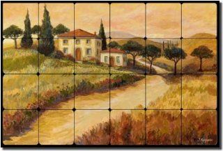 Tuscan Villa by Joanne Morris   Landscape Tumbled Marble Tile Mural 16