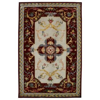 Radiant Medallion Red and Ivory Wool Rug (8 x 10)