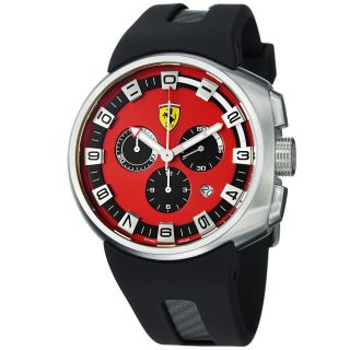 Ferrari Mens Podium Red Dial Black Rubber Strap Chronograph Watch